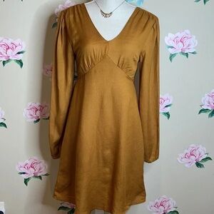 Sincerely Jules Brown Linen‎ Blend Dress EUC